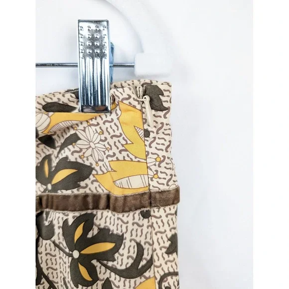 Vintage Floral Boho 100% Silk Midi Skirt Sz 10 Brown Cottagecore Preppy Granola - Picture 8 of 10